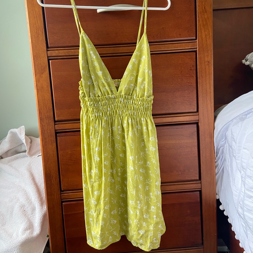 Lime green floral mini dress